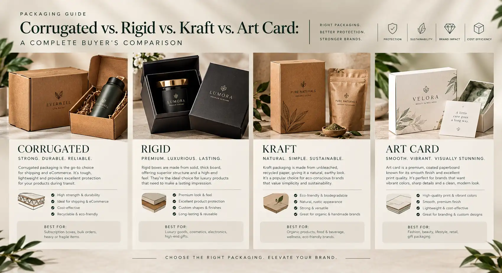 Corrugated vs. Rigid vs. Kraft vs. Art Card: Box Materials Compared